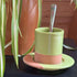 Authentic Hand-made Green Moroccan Ceramic Espresso Cup and Saucer