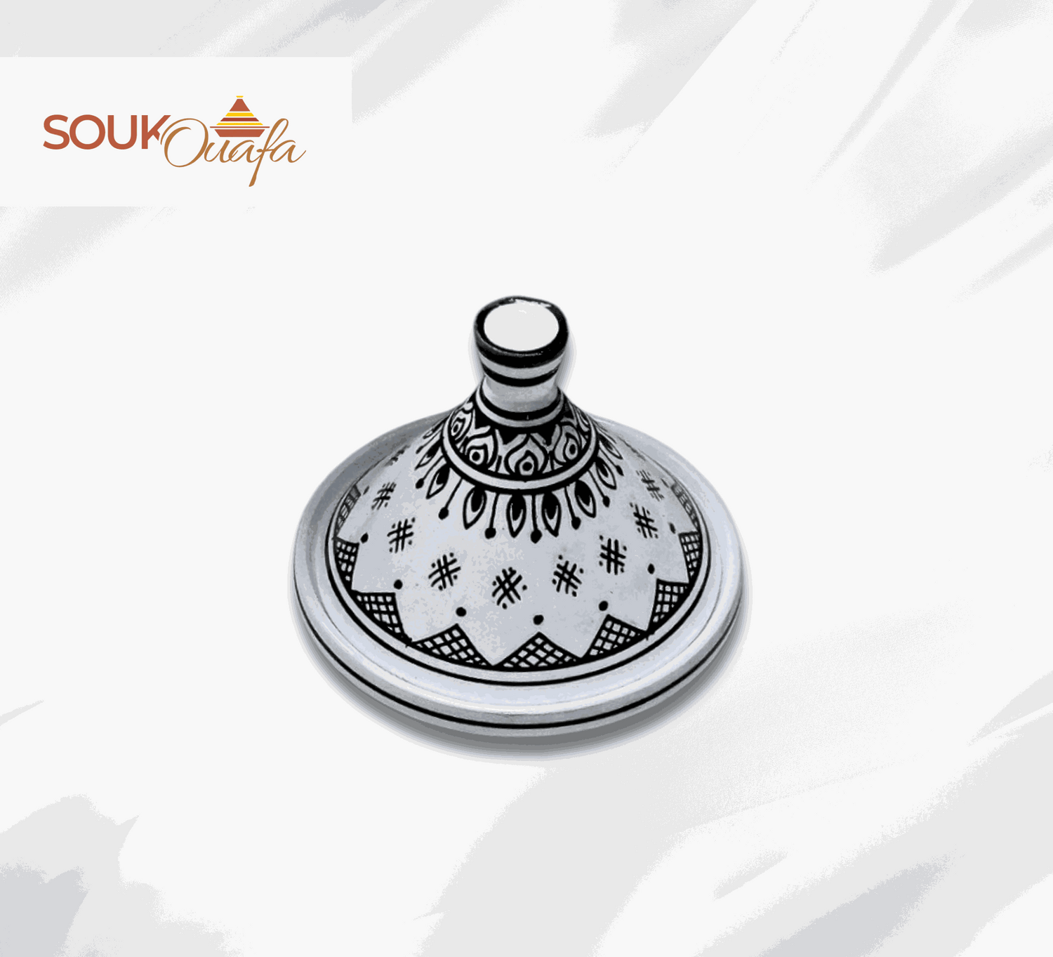 Authentic Handcrafted Black-Patterned Moroccan Ceramic Serving Tagine (13.5cm)