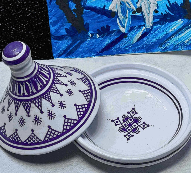 Authentic Handcrafted Blue-Patterned Moroccan Ceramic Serving Tagine (13.5cm)Authentic Handcrafted Blue-Patterned Moroccan Ceramic Serving Tagine (13.5cm)