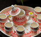 Authentic Handcrafted Red-Patterned Moroccan Ceramic Tea Set – Artisanal Elegance