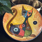 Moroccan Pottery - Hand Painted Plate of Artistic Cat