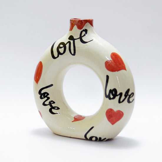 Handmade Ceramic Love Ring Vase – Moroccan Pottery Art